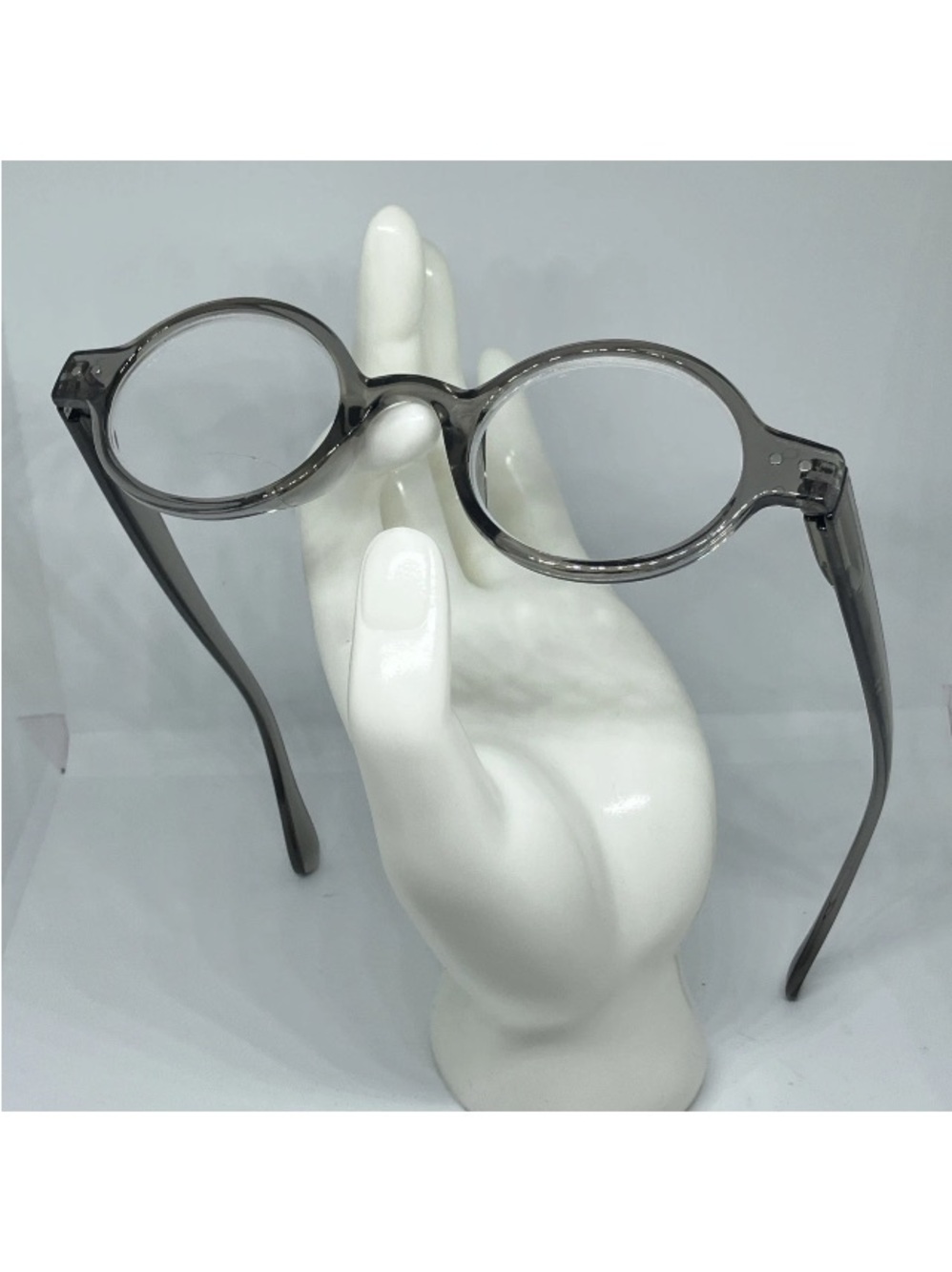 Round Crystal Grey Vintage Look Reading Glasses Spring Hinges Unisex Case 2.25